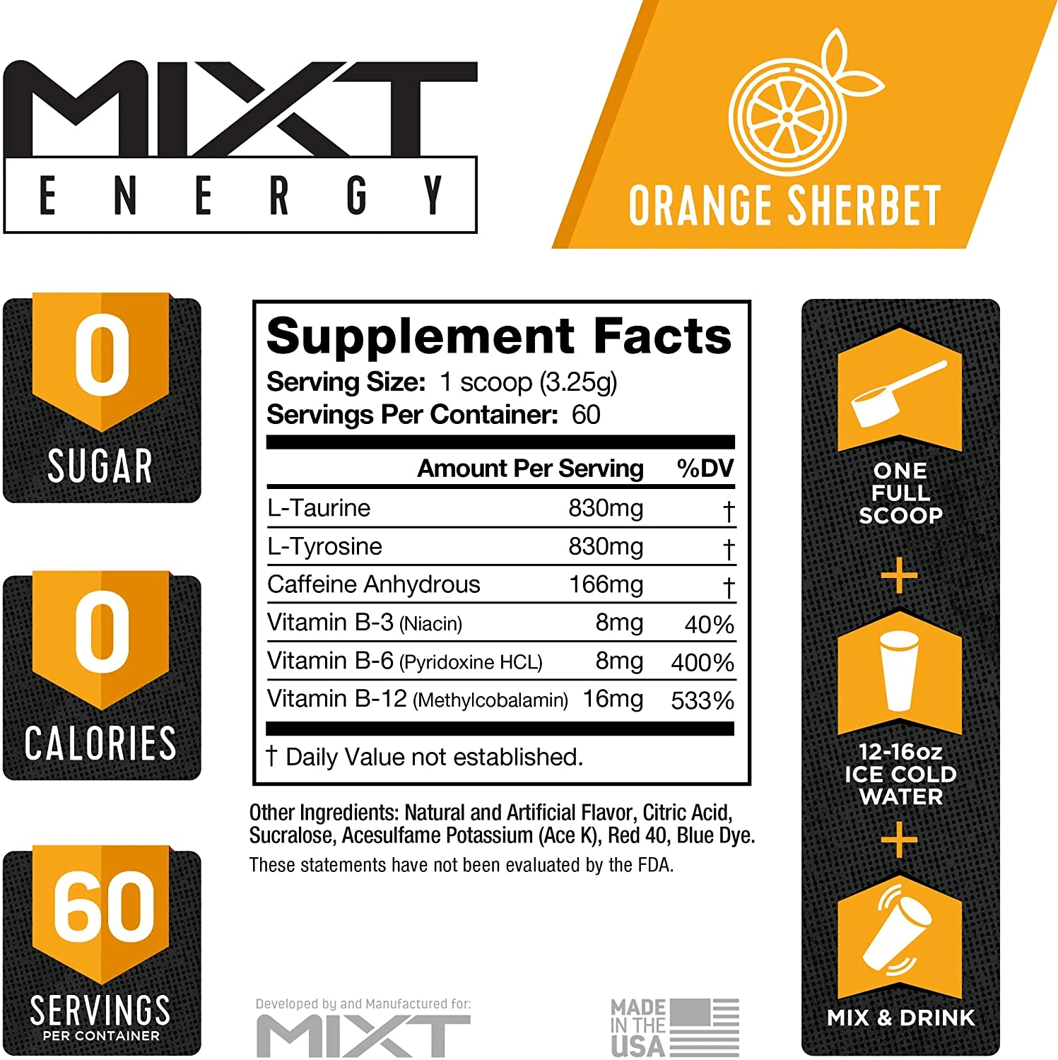 MXT Nutrition Supplement Label